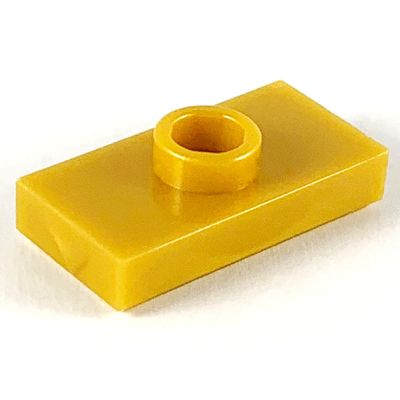 Plaat, Aangepast 1x2 met 1 nop met groef en nophouder aan binnenkant (Jumper) Pearl Gold